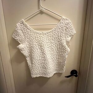 Maeve White Textured Crop Top